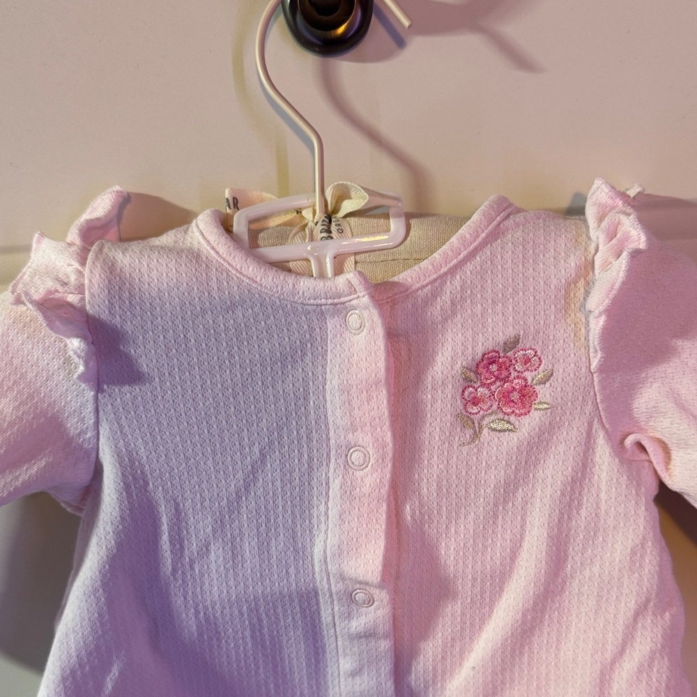 Baby Girl Pink 2 piece set with Floral Embroidery - Picture 5 of 12